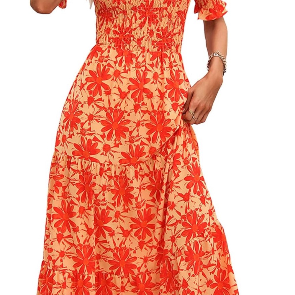 Floral Orange Maxi Dress